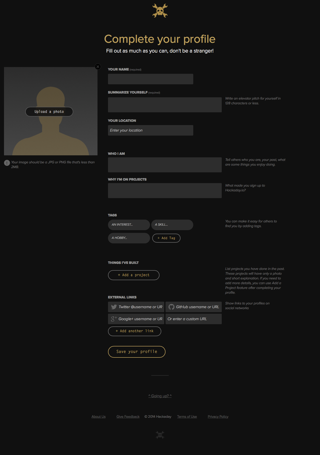 Hackaday create your profile